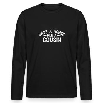 Économisez un tour avec un cousin lustiger - T-shirt manches longues Premium bio Homme - noir - Devant - Nico (187cm)