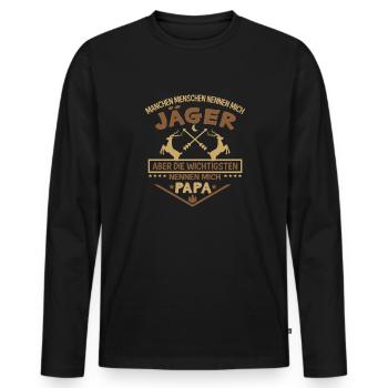 Lustiger Jagd-Spruch Für Papa zum Vatertag Vater - Männer Premium Bio Langarmshirt - Schwarz - Vorne - Nico (187cm)