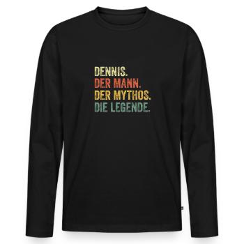 Dennis Mann Mythos Legende Vorname Name - Männer Premium Bio Langarmshirt - Schwarz - Vorne - Nico (187cm)