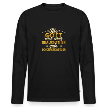 Schornsteinfeger Gott mich schuf - Männer Premium Bio Langarmshirt - Schwarz - Vorne - Nico (187cm)