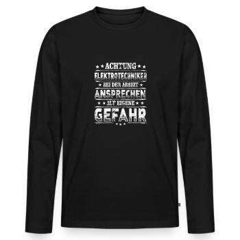 Elektrotechniker - Männer Premium Bio Langarmshirt - Schwarz - Vorne - Nico (187cm)