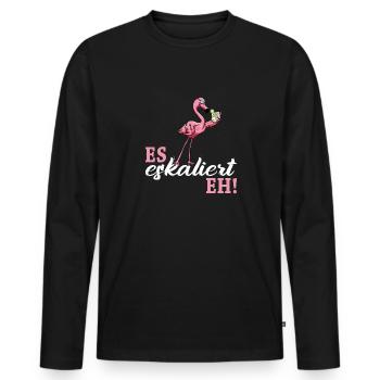 Flamingo Junggesellenabschied Frauen jga Saufen - Männer Premium Bio Langarmshirt - Schwarz - Vorne - Nico (187cm)