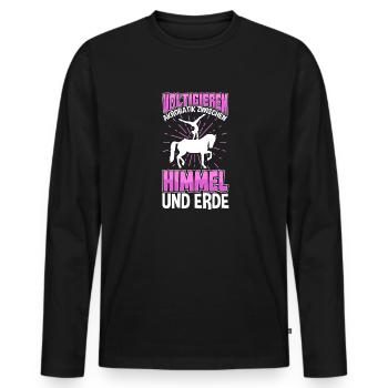 Voltigieren - Männer Premium Bio Langarmshirt - Schwarz - Vorne - Nico (187cm)