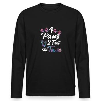 Vier Pfoten zwei Füße ein Team Mensch Hund Team - Männer Premium Bio Langarmshirt - Schwarz - Vorne - Nico (187cm)