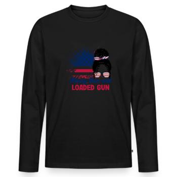 Messy Bun And Loaded - Men's Premium Organic Long Sleeve Shirt - black - Front - Nico (187cm)