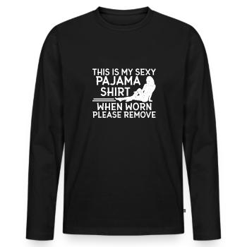 Funny Sexy Pyjama Pajama Outfit For Friend - Men's Premium Organic Long Sleeve Shirt - black - Front - Nico (187cm)