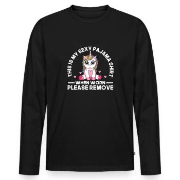 Funny Sexy Pyjama Pajama Outfit For Friend - Men's Premium Organic Long Sleeve Shirt - black - Front - Nico (187cm)