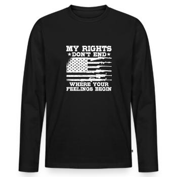 Mes droits ne s’arrêtent pas là où sont leurs sentiments - T-shirt manches longues Premium bio Homme - noir - Devant - Nico (187cm)