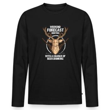 Prévisions du week-end - Chasse avec la chance d’obtenir de la bière - T-shirt manches longues Premium bio Homme - noir - Devant - Nico (187cm)