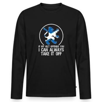 Si mon kilt vous offense, je peux toujours - T-shirt manches longues Premium bio Homme - noir - Devant - Nico (187cm)