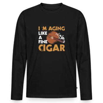 I Age Like A Fine Cigar Smoker - Men's Premium Organic Long Sleeve Shirt - black - Front - Nico (187cm)