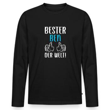 Ben Vorname Name Geburtstag - Männer Premium Bio Langarmshirt - Schwarz - Vorne - Nico (187cm)