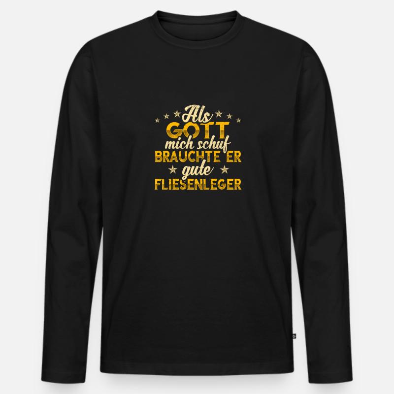 Fliesenleger - Männer Premium Bio Langarmshirt - Schwarz
