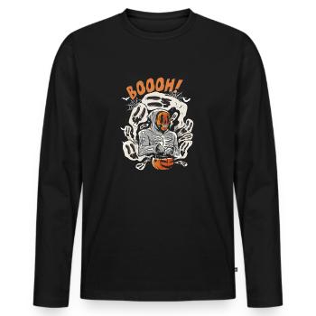 Skeleton Dinosaur Trex Dino Pumpkins Moon Boys - Men's Premium Organic Long Sleeve Shirt - black - Front - Nico (187cm)