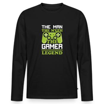 Man Myth Gamer - Männer Premium Bio Langarmshirt - Schwarz - Vorne - Nico (187cm)