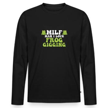 Man I Love Frog Gigging Frog Catcher - Men's Premium Organic Long Sleeve Shirt - black - Front - Nico (187cm)