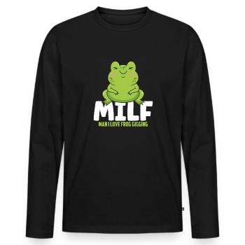 Man I Love Frog Gigging Frog Catcher - Men's Premium Organic Long Sleeve Shirt - black - Front - Nico (187cm)