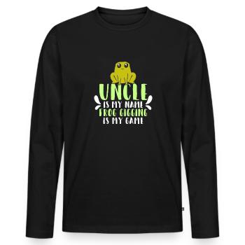 Oncle est mon nom Frogs Catch my game - T-shirt manches longues Premium bio Homme - noir - Devant - Nico (187cm)
