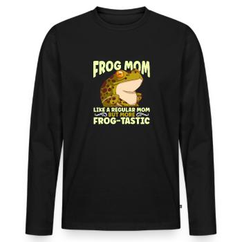 Maman grenouille comme une maman ordinaire mais plus frog-tastic - T-shirt manches longues Premium bio Homme - noir - Devant - Nico (187cm)