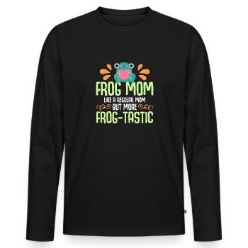 Maman grenouille comme une maman ordinaire mais plus frog-tastic - T-shirt manches longues Premium bio Homme - noir - Devant - Nico (187cm)