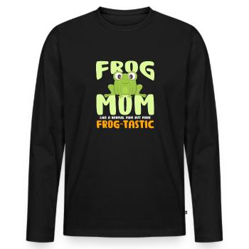 Maman grenouille comme une maman ordinaire mais plus frog-tastic - T-shirt manches longues Premium bio Homme - noir - Devant - Nico (187cm)