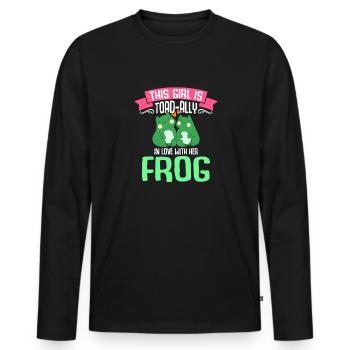 Cette fille est une alliée de crapaud amoureuse de sa grenouille - T-shirt manches longues Premium bio Homme - noir - Devant - Nico (187cm)