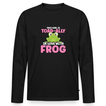 Cette fille est une alliée de crapaud amoureuse de sa grenouille - T-shirt manches longues Premium bio Homme - noir - Devant - Nico (187cm)