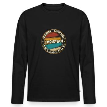 Christian Vorname Name Geburtstag - Männer Premium Bio Langarmshirt - Schwarz - Vorne - Nico (187cm)