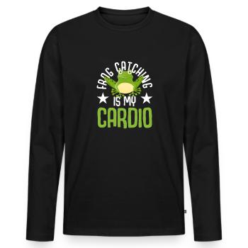 La chasse aux grenouilles est mon chasseur de grenouilles cardio - T-shirt manches longues Premium bio Homme - noir - Devant - Nico (187cm)