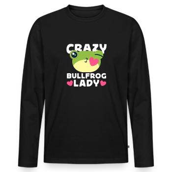 Crazy Bullfrog Lady Frog Hunter - Men's Premium Organic Long Sleeve Shirt - black - Front - Nico (187cm)
