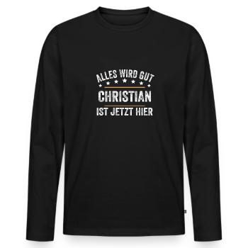 Christian Vorname Name Geburtstag - Männer Premium Bio Langarmshirt - Schwarz - Vorne - Nico (187cm)