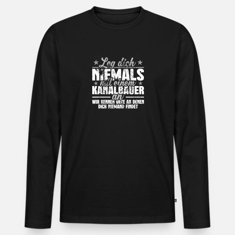 Kanalbauer - Männer Premium Bio Langarmshirt - Schwarz