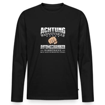 Automechaniker Achtung wahnsinniger KFZ-Mechaniker - Männer Premium Bio Langarmshirt - Schwarz - Vorne - Nico (187cm)