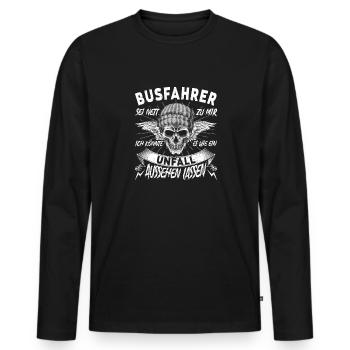 Busfahrer Sei nett zu mir Reisebus - Männer Premium Bio Langarmshirt - Schwarz - Vorne - Nico (187cm)