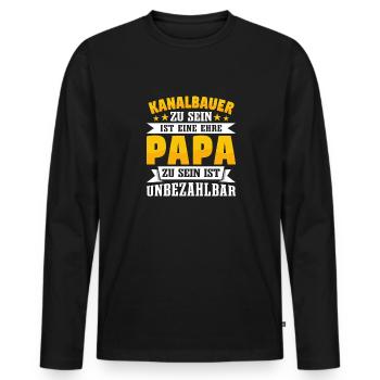 Kanalbauer Papa Vatertag - Männer Premium Bio Langarmshirt - Schwarz - Vorne - Nico (187cm)