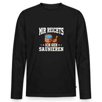 Sauna Schwitz Aufguss Saunakilt Bademantel - Männer Premium Bio Langarmshirt - Schwarz - Vorne - Nico (187cm)