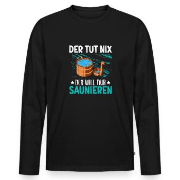 Sauna Schwitz Aufguss Saunakilt Bademantel - Männer Premium Bio Langarmshirt - Schwarz - Vorne - Nico (187cm)
