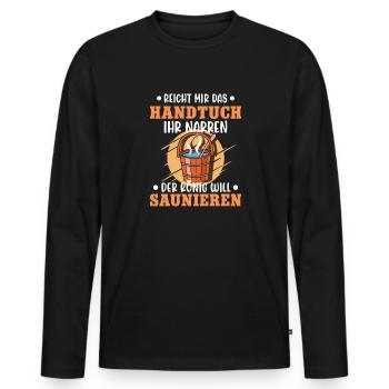 Sauna Schwitz Aufguss Saunakilt Bademantel - Männer Premium Bio Langarmshirt - Schwarz - Vorne - Nico (187cm)