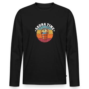 Sauna Schwitz Aufguss Saunakilt Bademantel - Männer Premium Bio Langarmshirt - Schwarz - Vorne - Nico (187cm)