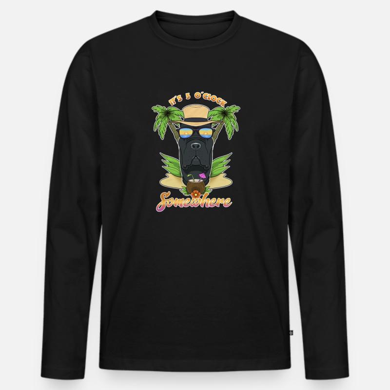 It Is 5 OClock Somewhere Drinking Cane Corso - Männer Premium Bio Langarmshirt - Schwarz