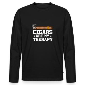 Zigarren Sind Meine Therapie Zigarrenraucher - Männer Premium Bio Langarmshirt - Schwarz - Vorne - Nico (187cm)