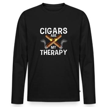Zigarren Sind Meine Therapie Zigarrenraucher - Männer Premium Bio Langarmshirt - Schwarz - Vorne - Nico (187cm)