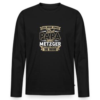 Metzger - Männer Premium Bio Langarmshirt - Schwarz - Vorne - Nico (187cm)