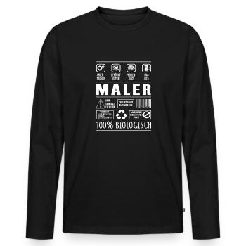 Maler - Männer Premium Bio Langarmshirt - Schwarz - Vorne - Nico (187cm)