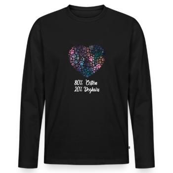 Coton Poils de chien Pattes Coeur - Dictons de chien - T-shirt manches longues Premium bio Homme - noir - Devant - Nico (187cm)