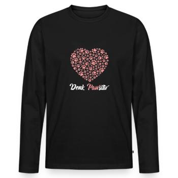 Denk Positiv ( Pawsitiv ) Hundeherz- Hunde Sprüche - Männer Premium Bio Langarmshirt - Schwarz - Vorne - Nico (187cm)