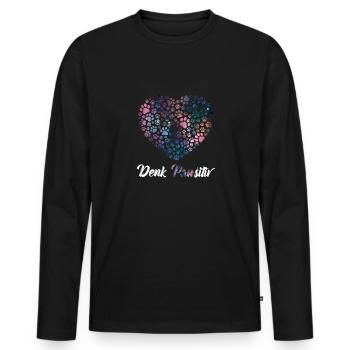 Denk Positiv ( Pawsitiv ) Hundeherz- Hunde Sprüche - Männer Premium Bio Langarmshirt - Schwarz - Vorne - Nico (187cm)