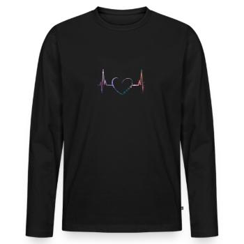 Heartbeat Dogs Paws Frequency - Dog Sayings - Men's Premium Organic Long Sleeve Shirt - black - Front - Nico (187cm)