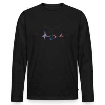 Heartbeat Dogs Paws Frequency - Dog Sayings - Men's Premium Organic Long Sleeve Shirt - black - Front - Nico (187cm)