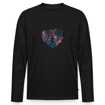 Hundeherz mit Pfoten in der Galaxie Hunde Sprüche - Männer Premium Bio Langarmshirt - Schwarz - Vorne - Nico (187cm)